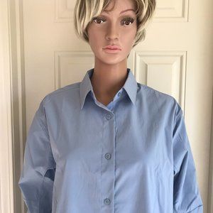Athleta Blue oversized poplin shirt Top Size S